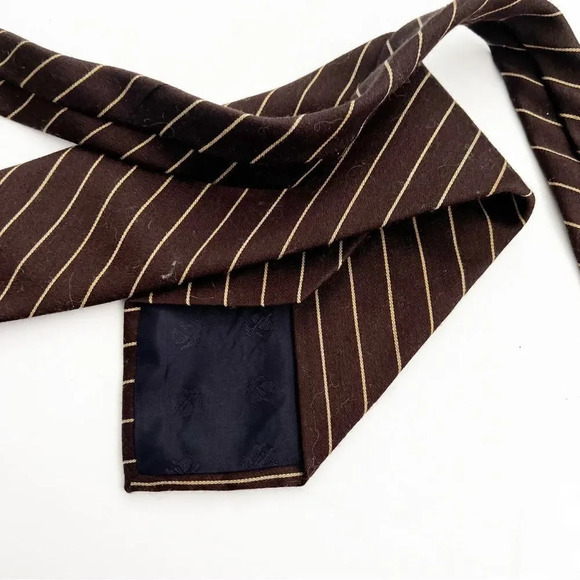 Brooks Brothers Brown‎ Wool Blend Tie Striped Winter Workwear Office Preppy Work - Picture 5 of 8